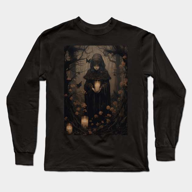 Lost in the woods - oil painting Long Sleeve T-Shirt by Ghiblistrokes